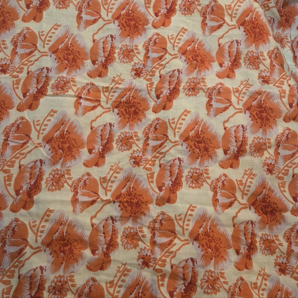 Tory Burch Square Orange Floral Scarf - Picture 6 of 7